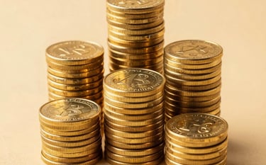 A focused young professional working in a minimalist office with soft morning light. The scene is clean and modern, utilizing a deep green and warm cream color palette to evoke financial empowerment.