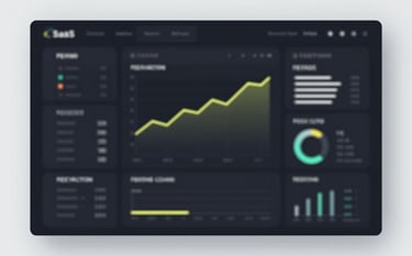 A high-tech SaaS dashboard interface featuring sleek data visualizations and performance metrics. The UI is minimalist and dark, primarily #0C0C0C with glowing #F2FF00 neon lines and #F0F0F0 accents, representing real-time growth tracking for a premium brand.