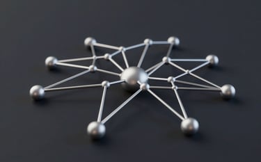 A high-end, minimalist 3D rendering of a silver neural network and digital data nodes on a deep charcoal (#1A1A1A) background. The lighting is crisp and technological, reflecting digital innovation and trust.