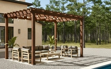 alt="Cedar pergola project in East Texas"