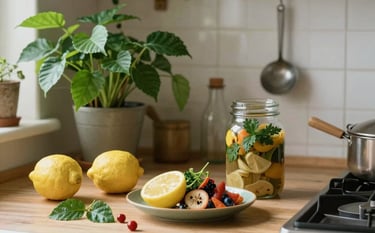 sliced fruits on brown wooden round plate