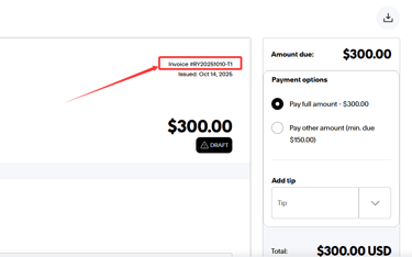 Order number in the Paypal invoice