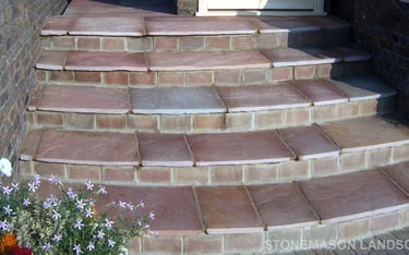 Colourful sandstone paving steps