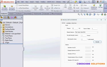 Image depicting knuckle joint automation done in Solidworks using Solidworks API