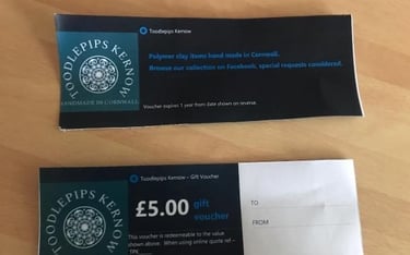 Vouchers Gift vouchers for polymer clay gifts handmade in Cornwall