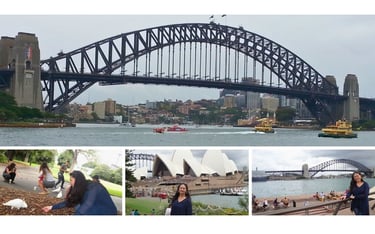 Paisagens dos pontos turísticos de Sydney em dia nublado
