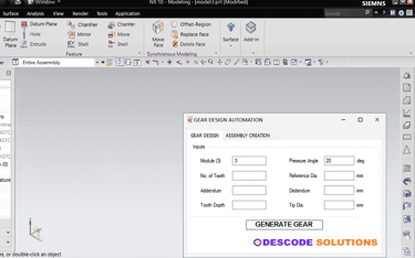 Image depicting NX automation tool developed using NX Open and C#.Net