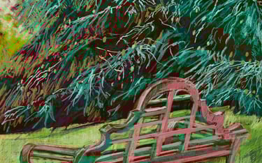 Lutyens bench Dumfries House - digital drawing