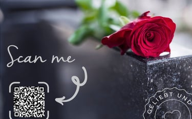 Sprechender Grabstein. QR-Code. weltliche trauerrede frankfurt trauerredner