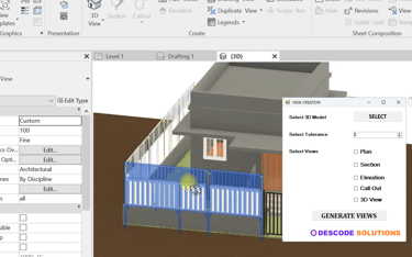 Image depicting revit automation tool to generate views from a 3D model