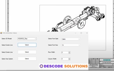 Image depicting Solid Edge API used for automating pipe bending table or point table