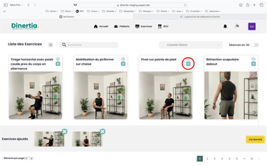 Appuyer sur les + pour choisir ses exercices