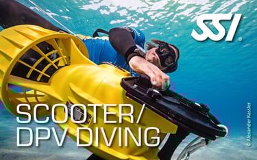 a man in a scuba suit is diving in the water