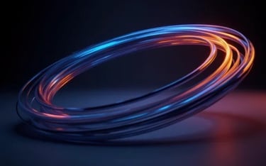 Glowing blue-orange ring on a dark background, symbolizing agility and continuous cloud improvement.