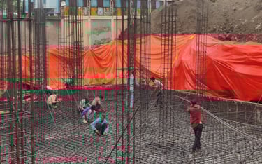 Completed commercial building with modern architecture in Indore by Bhavans Civiltech LLP