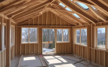 new home framing with vaulted ceilings. Lethbridge Alberta quality renovation and new home building.