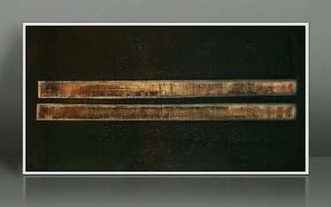 Minimalist contemporary painting Industrial Alignment (2015) from the Vertical Concepts series. Larg