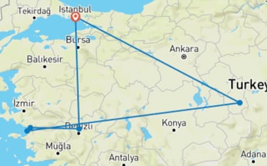 Highlights Tour of turkey map