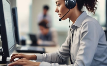 A person happily using a laptop to take an online quiz about TV and internet plans