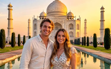 Australian couple at The Taj Mahal in Agra