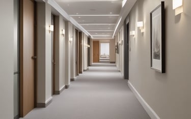 bl „Umweltfreundliche Teppichreinigung in Bremerhaven“ue and red carpet on hallway