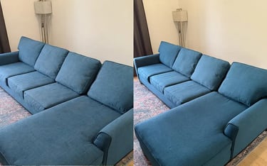 Couch refreshed after professional upholstery cleaning in Denver