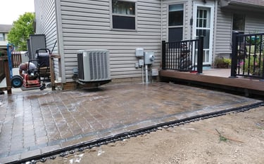 Custom paver patio installation in Columbus Ohio backyard