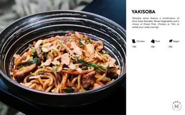 Kenji Ramen Bali menu display showing Yakisoba - Japanese restaurant offerings