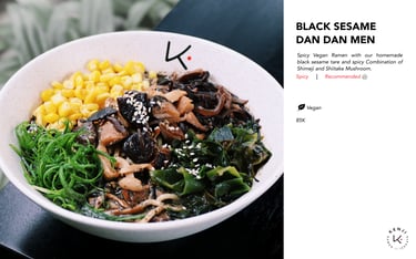 Kenji Ramen Bali Black Sesame Dan Dan Men - Japanese ramen bowl with 24-hour slow-cooked broth