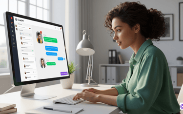 Person using ChatGPT on computer.