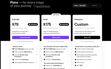 Surfer seo pricing plan image