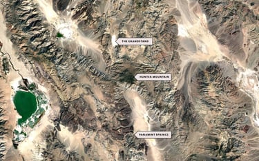 From Panamint Springs, through Hunter Mountain, to Racetrack Valley, Death Valley National Park