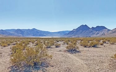 The Racetrack Valley, Grandstand, and Ubehebe Peak on the Distant Horizon, Death Valley National Park, California