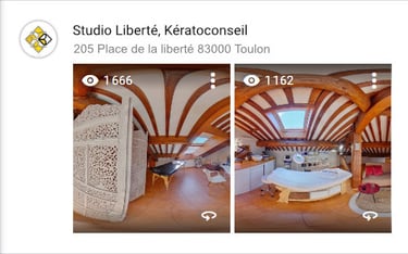 Visite virtuelle d'un salon de soins esthétiques à Toulon, des photographies 360° pour Google Maps.