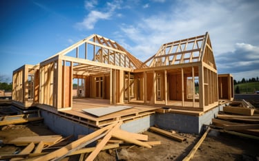 Una casa en realizada en Wood Framing