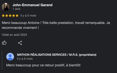 Avis clients Mathon Réalisations Services / M.R.S