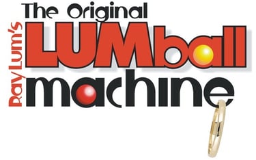 The Original Ray Lum's LUMball machine logo featuring a gold wedding ring.