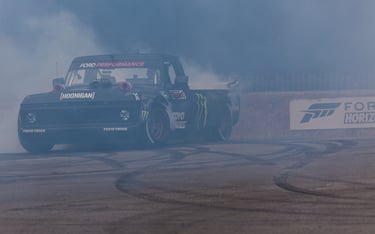 Ken Block at the drift arena at the Goodwood Festival of Speed 2019