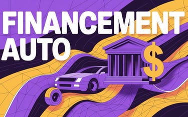 Financement Auto avec une voiture devant une institution financière