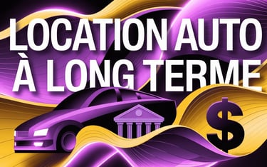 Location Auto à Long Terme avec une voiture derrière une institution financière