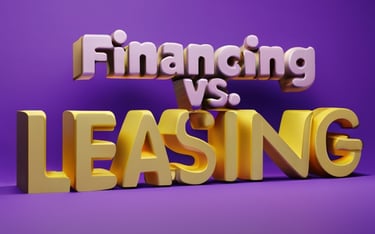 A sign that says: "financing vs. leasing"