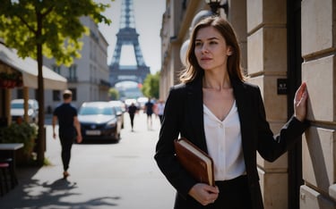 Flux - a woman in a suit in paris