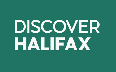 A green background with the logo for the Discover Halifax website