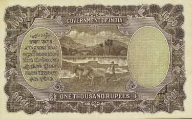 India 1000 Rupees Reverse