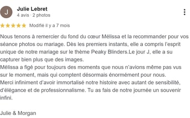 Avis photographe mariage