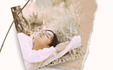 A women practicing self-love through meditation in nature