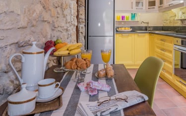 Fully equipped modern kitchen in traditional stone house of Zakynthos