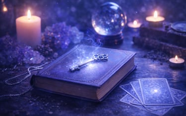 mysterious book with key symbolizing hidden knowledge