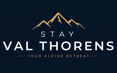Stay Val Thorens alpine stay logo in navy and gold
