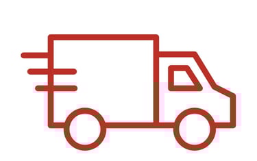 Red outline delivery truck icon representing food delivery service